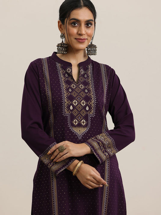 Ethnic Motifs Woven Design Straight Kurta With Trousers & Dupatta