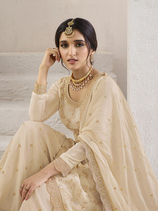 Women Ethnic Motifs Embroidered Regular Silk Chiffon Kurti with Sharara & With Dupatta